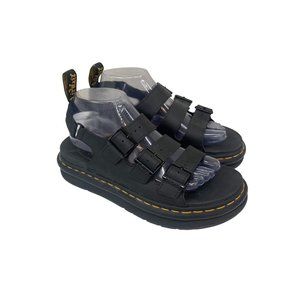 Dr Martens Solomon Black Leather Adjustable Strap Sandals Shoes Mens 7 Womens 8